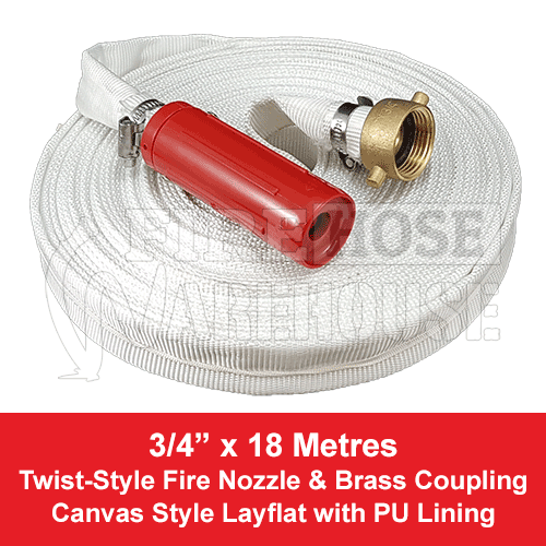 Canvas Style Layflat Hose Kit 19mm I D X 18 Metres Fire Hose Warehouse