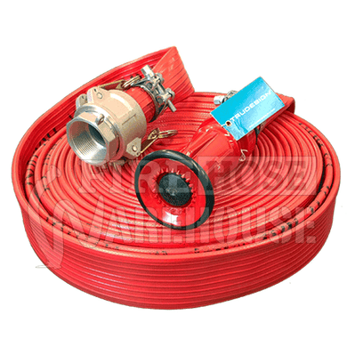 Heavy Duty Rubber Lay Flat Fire Fighting Hose Kit 38mm I.D. x 20 or 30 metres